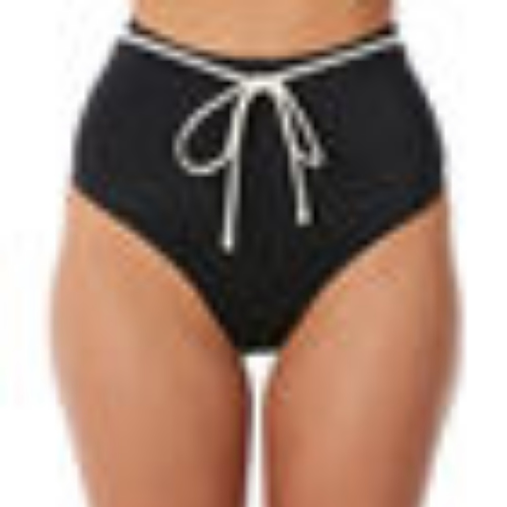 Highwaisted Black Bikini Bottoms Solid & Stripped